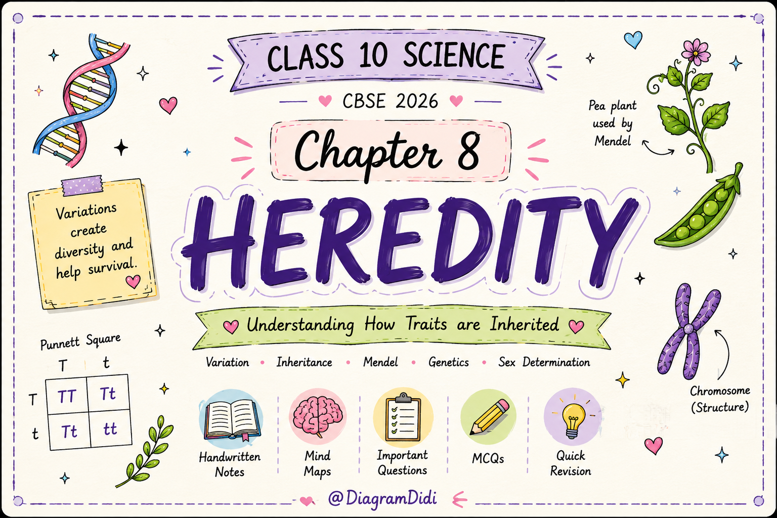 Heredity | Handwritten Notes + Mind Maps + MCQs + Important Questions | CBSE Board 2026