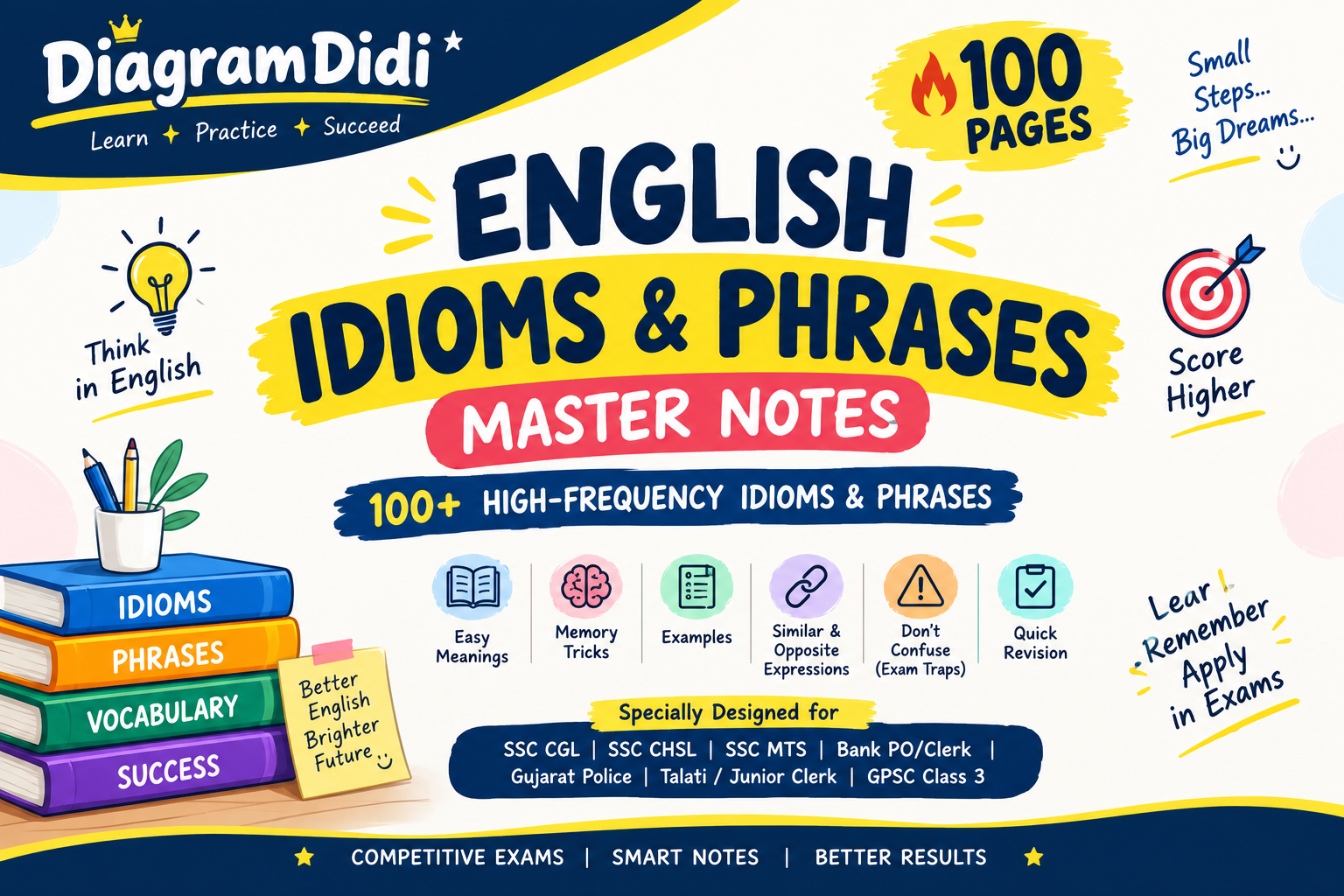 English Idioms & Phrases Master Notes – 100 Pages