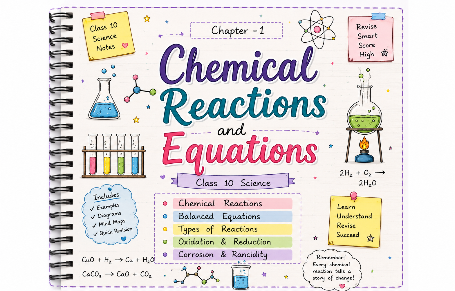 Chemical Reactions & Equations Handwritten Notes (CBSE)