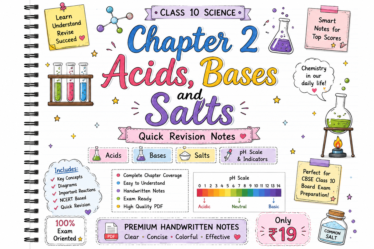 Acids, Bases & Salts | Premium Handwritten Notes (CBSE)